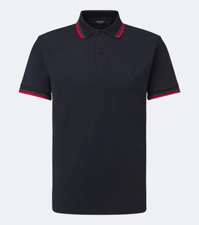 Gucci Cotton Polo Shirt With Embroidered Logo On The Front In Blue