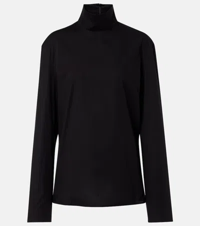 Gucci Silk High Neck Long Sleeve Sweater In Purple