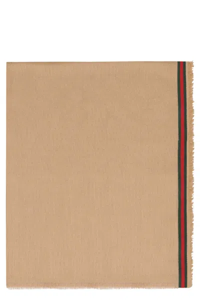 Gucci Cotton-silk Blend Scarf In Gold