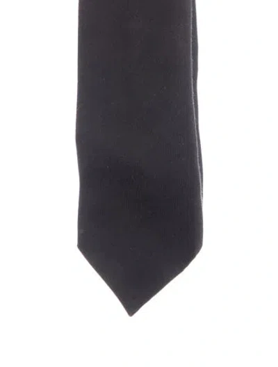 Pre-owned Gucci Cotton-silk Blend Tie In Black