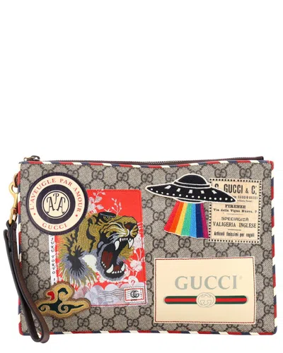 Pre-owned Gucci Courrier Pouch Gg Coated (authentic Pre-loved)