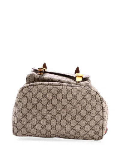 Pre-owned Gucci Courrier Soft Gg Coated Canvas Large Backpack In Brown