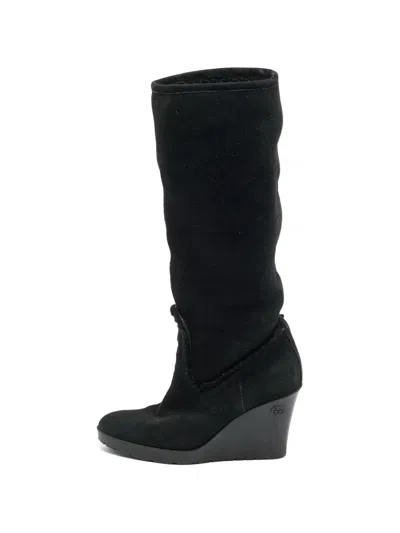 Pre-owned Gucci Courteney Wedge Boots In Black