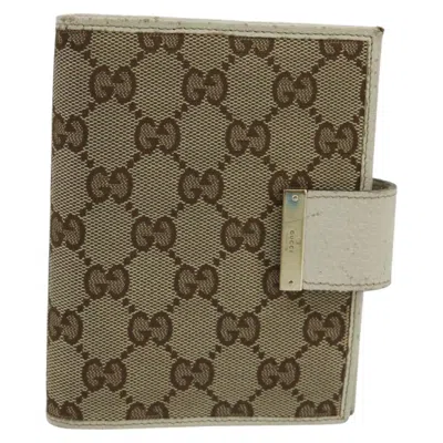 Pre-owned Gucci Couverture Agenda Beige Canvas Wallet  ()