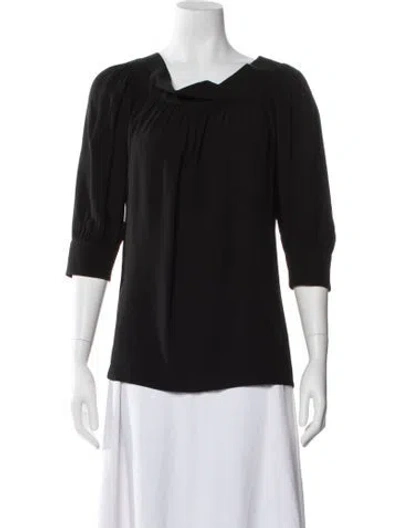 Pre-owned Gucci Cowl Neck Three-quarter Sleeve Blouse In Black