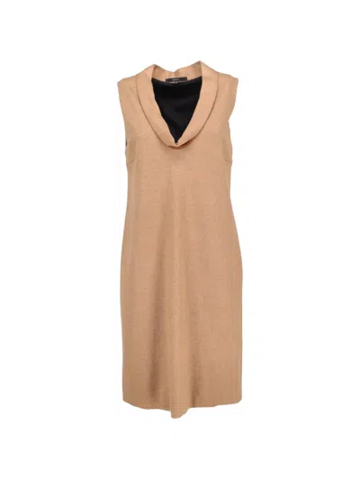 Pre-owned Gucci Cowl-neck Sleeveless Midi Dress In Neutral