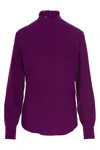 Gucci Silk Shirt With Buttoned High Neckline And Long Sleeves In Purple