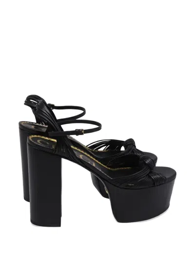 Pre-owned Gucci Crawford Knot-detail Platform Sandals In Black
