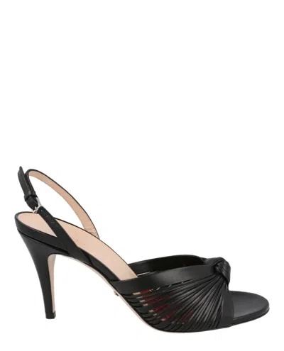 Gucci Crawford Leather Slingback Sandals In Black