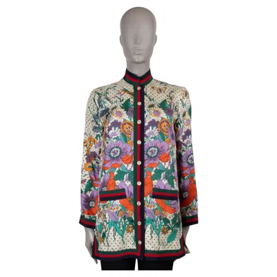 Pre-owned Gucci Cream & Multi Silk 2018 Floral Polka Dot Pajama Shirt 40 S In White