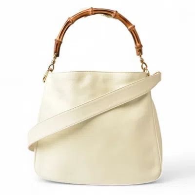Pre-owned Gucci Cream Bamboo Handbag Shoulder Bag ()