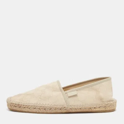 Pre-owned Gucci Cream Canvas Gg Slip On Espadrille Size 43