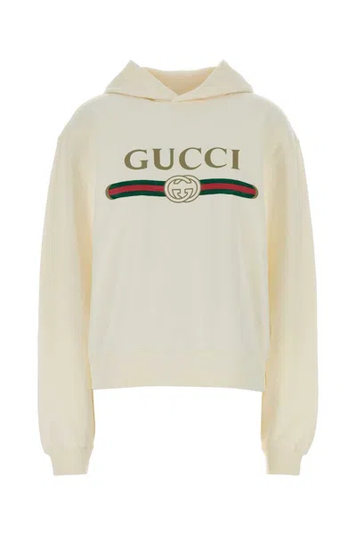 Gucci -like Cream Cotton Blend Sweatshirt For Women In Yellow