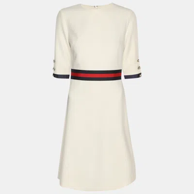 Pre-owned Gucci Cream Crepe Midi Dress S In White