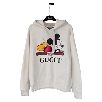 Pre-owned Gucci Cream Disney X  Mickey Mouse Hoodie Sweatshirt Sold Out In White