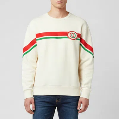 Pre-owned Gucci Cream Double G Vintage Stripe Print Sweater S In White