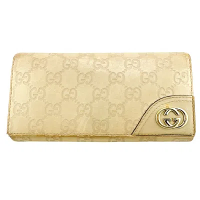 Pre-owned Gucci Cream Ivory White Leather Long Wallet (bi-fold) ()