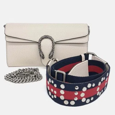 Pre-owned Gucci Cream Leather Dionysus Small Shoulder Bag In White