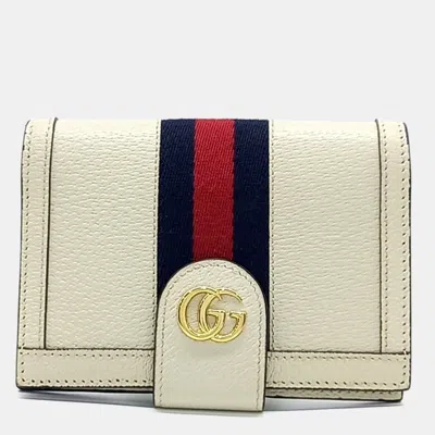 Pre-owned Gucci Cream Leather Ophidia Passport Wallet In White