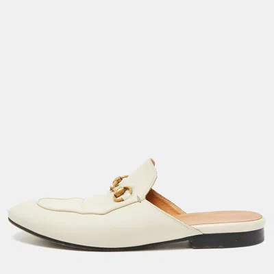 Pre-owned Gucci Cream Leather Princetown Mules Size 36