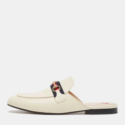 Pre-owned Gucci Cream Leather Princetown Mules Size 39