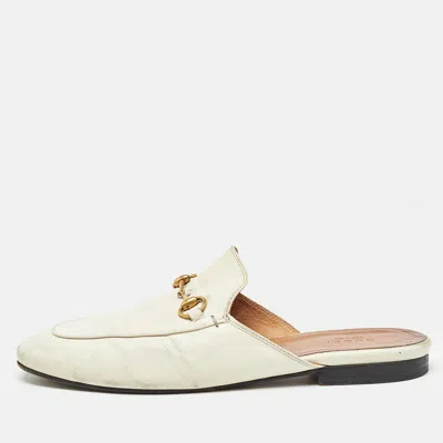 Pre-owned Gucci Cream Leather Princetown Mules Size 40