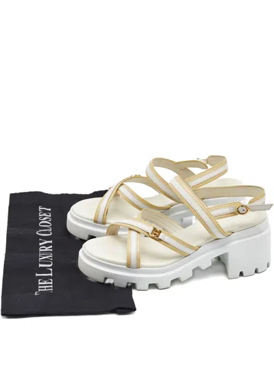Pre-owned Gucci Cream Platform Sandals In Neutral