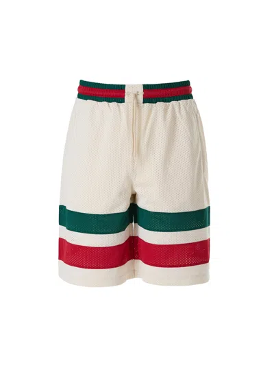 GUCCI CREAM POLYESTER  LOGO SHORTS