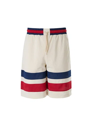 Gucci Cream Polyester Logo Shorts