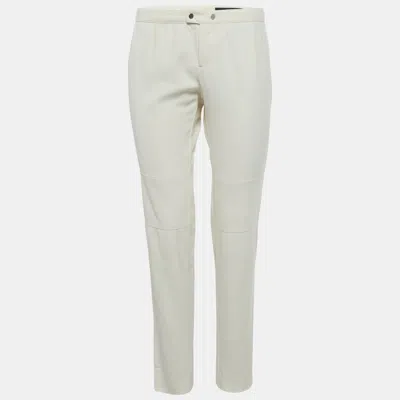 Pre-owned Gucci Cream Stretch Cotton Slim Fit Pants M/waist 31" In White
