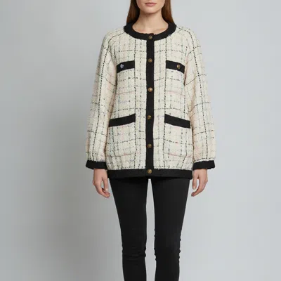 Pre-owned Gucci Cream Tweed Button Front Oversized Jacket M