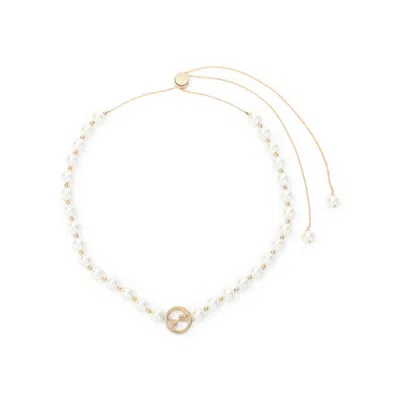 Gucci Cream White Resine Pearl Necklace