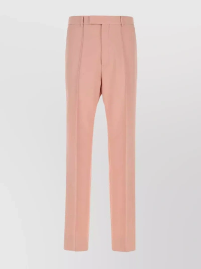 Gucci Creased Slim-leg Trousers With Belt Loops In Pink