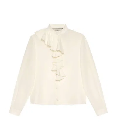 Gucci Crêpe De Chine Ruffle Blouse