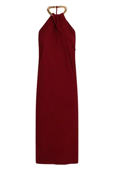 Gucci Crepe Dress In Burgundy