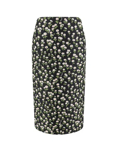 Gucci Women Black Floral Crepe Midi Skirt