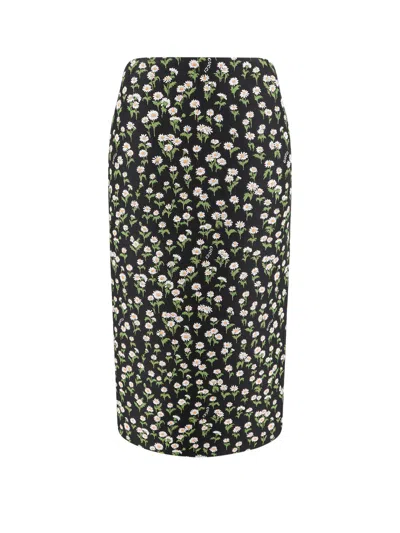 Gucci Women Black Floral Crepe Midi Skirt