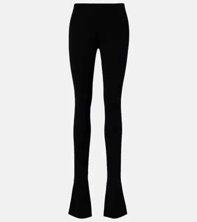 Gucci Flared Straight Pants Nylon Silk Blend In Black