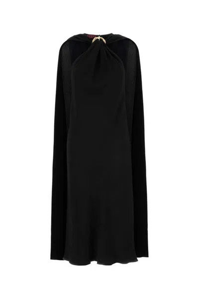 Gucci Crepe Midi Dress With Silk Lining In Black