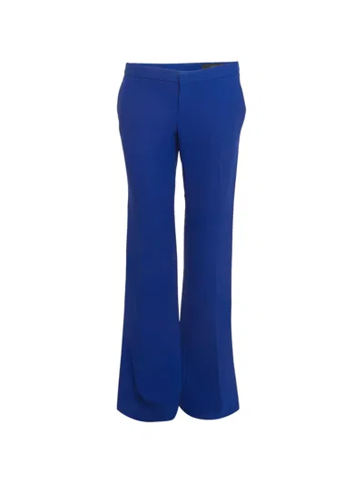 Pre-owned Gucci Crepe Straight-leg Trousers In Blue
