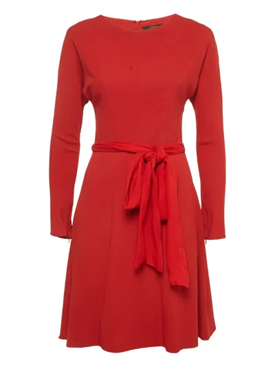 Pre-owned Gucci Crepe Tie-belt Dress In Red