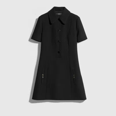 Gucci Crêpe Wool Polo Dress With Horsebit In Black