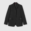 Gucci Crêpe Wool Silk Jacket With Tiger In Black