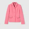 Gucci Crêpe Wool Silk Jacket With Tiger In Pink