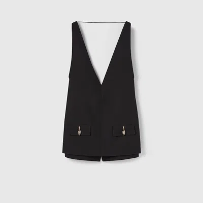 Gucci Crêpe Wool Silk Jumpsuit With Tiger In Black