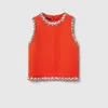 Gucci Crêpe Wool Silk Top With Embroidery In Orange