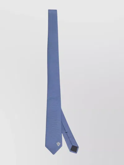 Gucci Crest Detail Silk Jacquard Tie In Blue