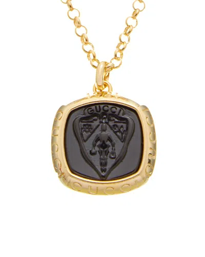 Gucci Crest Necklace In Black