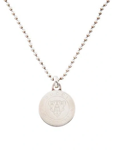 Pre-owned Gucci Crest Pendant Necklace, 19" In Multi
