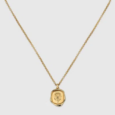 Gucci Crest Pendant Necklace In Gold
